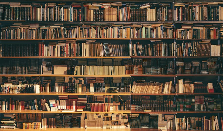 Huge library with books